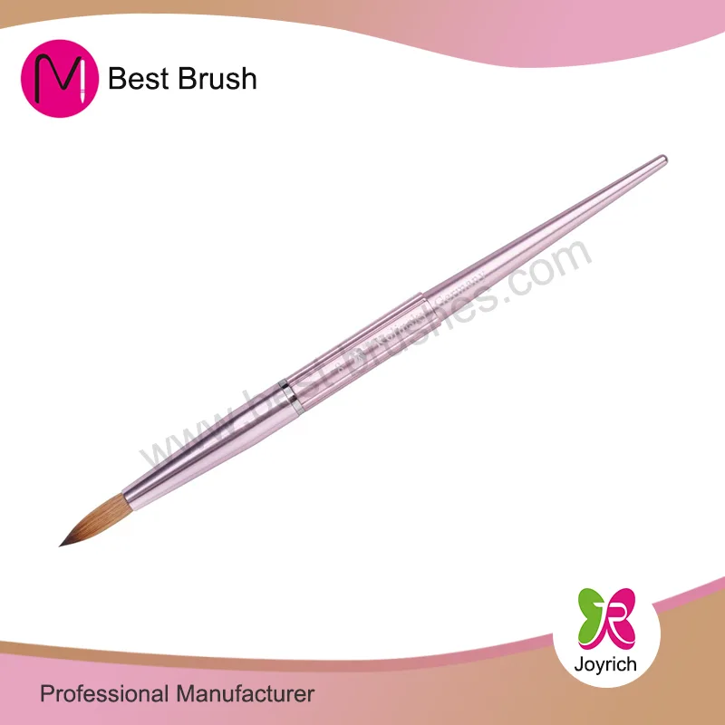 Cepillo de uñas acrílico con mango de aluminio 100% Kolinsky Rose Gold
