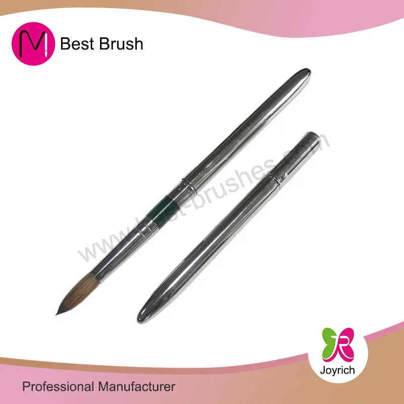 Pincel para uñas acrílico Kolinsky con tapa verde