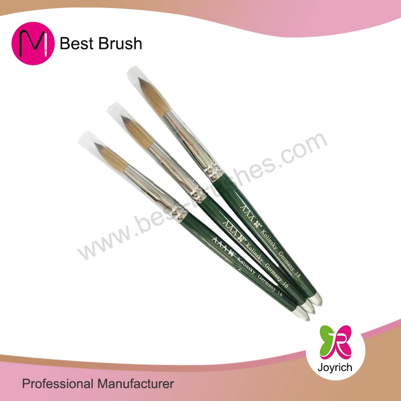 Pincel de uñas acrílico de plata verde kolinsky