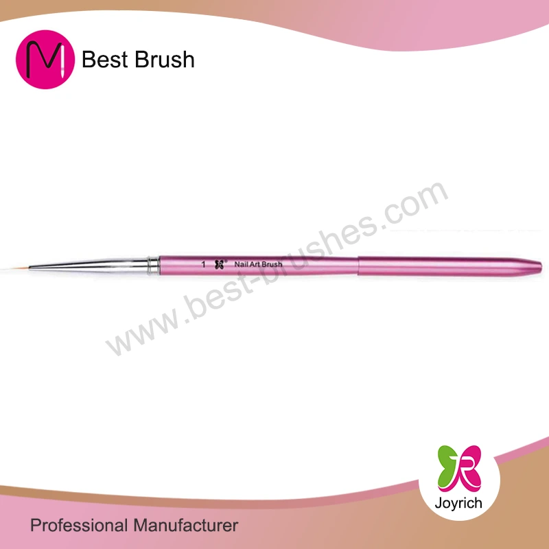 Pincel de uñas de tapa de metal rosa
