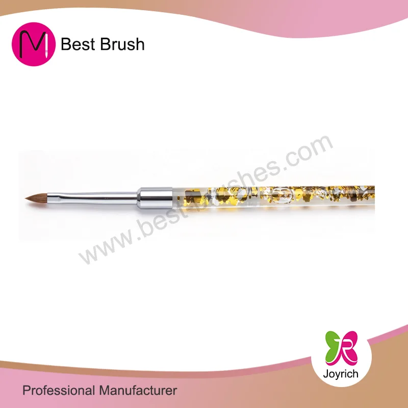 Pincel de uñas 3D Kolinsky con brillo amarillo